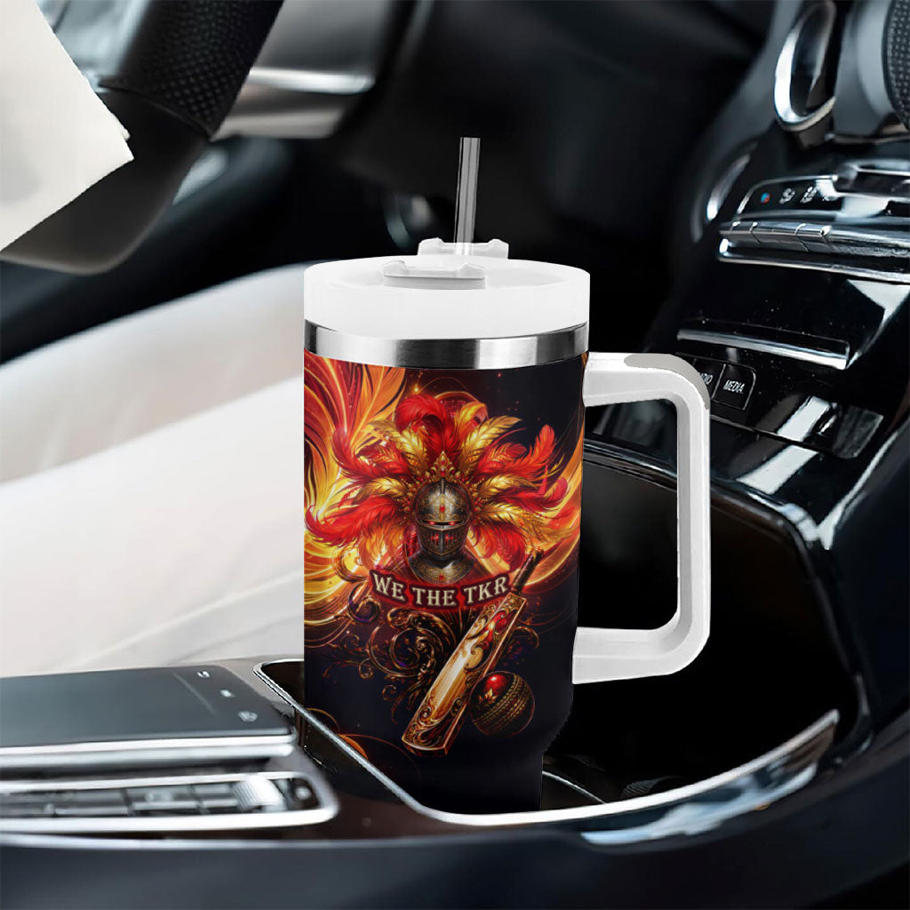 Trinbago Knight Riders Cricket Tumbler With Handle Trinidad and Tobago Fiery Knight Warrior Bat Flame