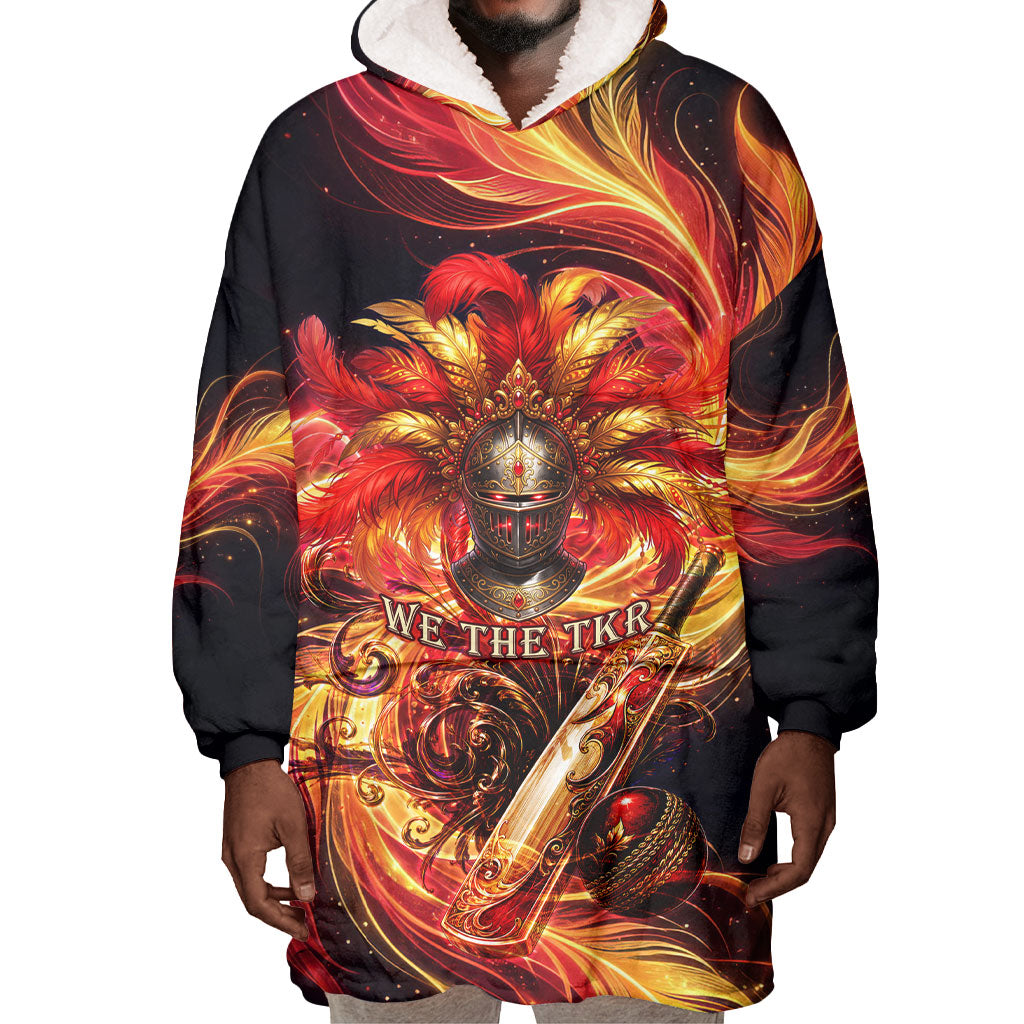 Trinbago Knight Riders Cricket Wearable Blanket Hoodie Trinidad and Tobago Fiery Knight Warrior Bat Flame