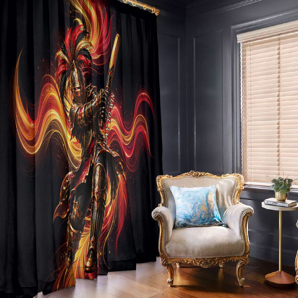 Trinbago Knight Riders Cricket Window Curtain Trinidad and Tobago Fiery Knight Warrior Bat Flame