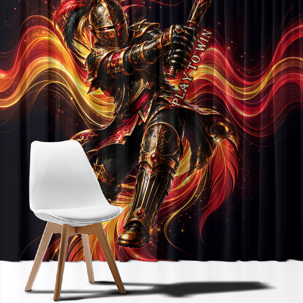 Trinbago Knight Riders Cricket Window Curtain Trinidad and Tobago Fiery Knight Warrior Bat Flame