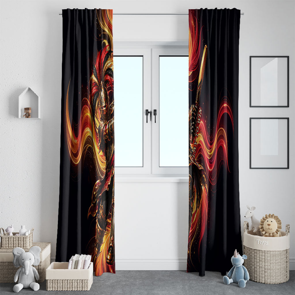 Trinbago Knight Riders Cricket Window Curtain Trinidad and Tobago Fiery Knight Warrior Bat Flame