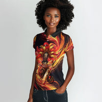 Trinbago Knight Riders Cricket Women Polo Shirt Trinidad and Tobago Fiery Knight Warrior Bat Flame