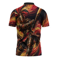 Trinbago Knight Riders Cricket Zipper Polo Shirt Trinidad and Tobago Fiery Knight Warrior Bat Flame