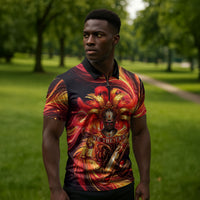 Trinbago Knight Riders Cricket Zipper Polo Shirt Trinidad and Tobago Fiery Knight Warrior Bat Flame