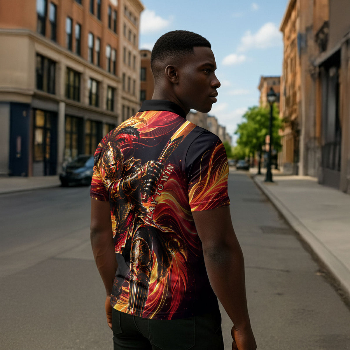 Trinbago Knight Riders Cricket Zipper Polo Shirt Trinidad and Tobago Fiery Knight Warrior Bat Flame