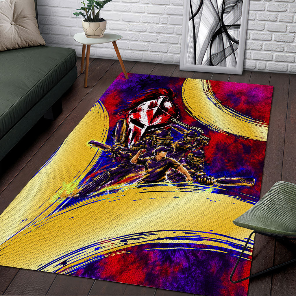 Trinbago Knight Riders Cricket Area Rug Trinidad and Tobago Unleash The Knight Brush Stroke