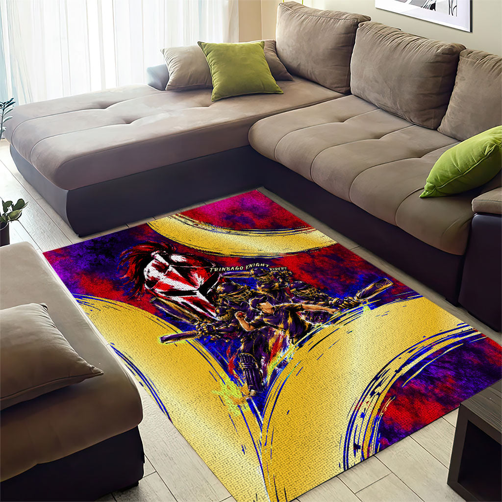 Trinbago Knight Riders Cricket Area Rug Trinidad and Tobago Unleash The Knight Brush Stroke