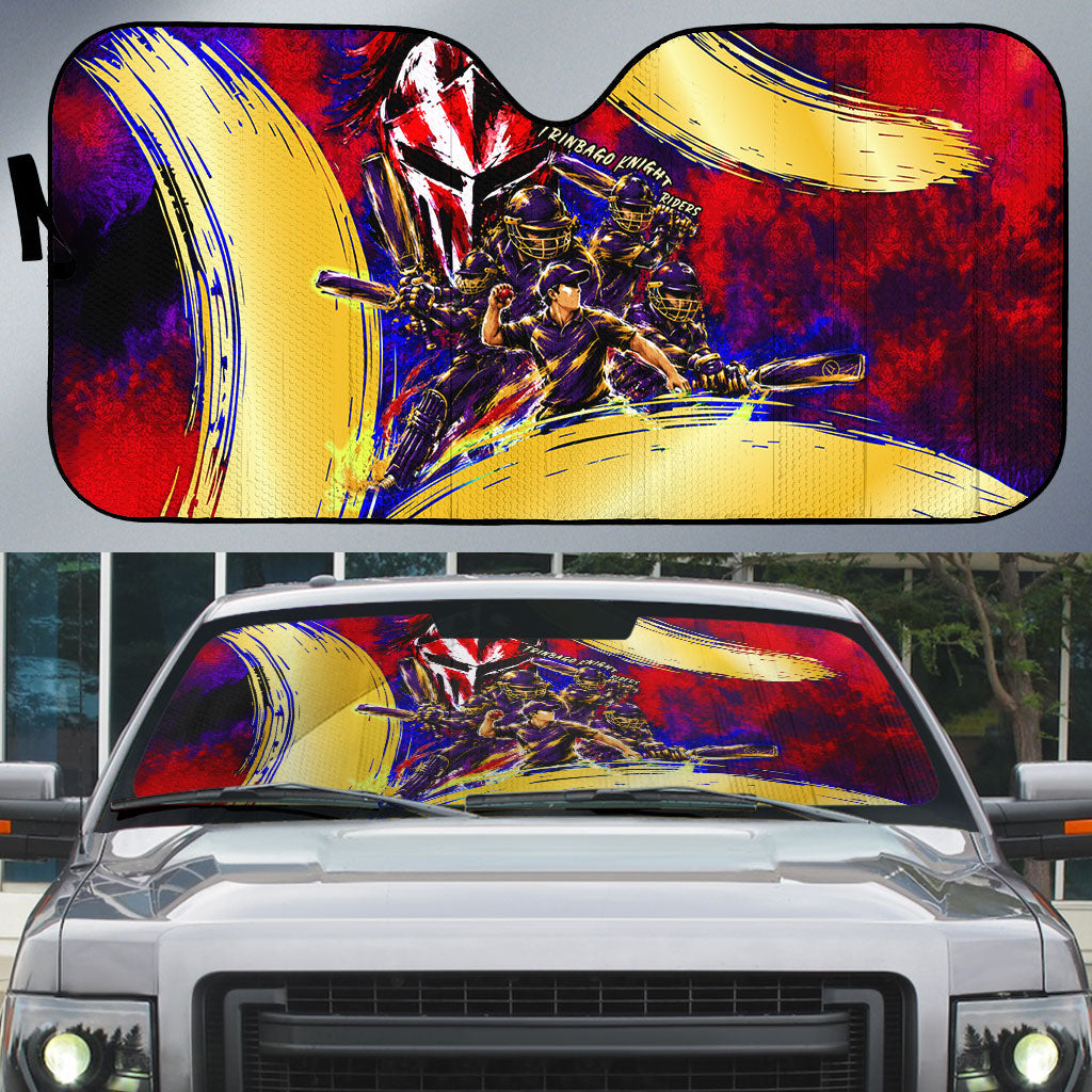 Trinbago Knight Riders Cricket Auto Sun Shade Trinidad and Tobago Unleash The Knight Brush Stroke