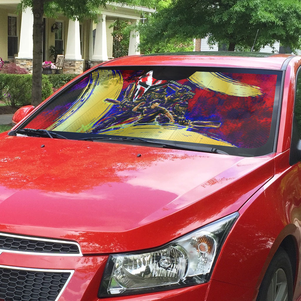 Trinbago Knight Riders Cricket Auto Sun Shade Trinidad and Tobago Unleash The Knight Brush Stroke