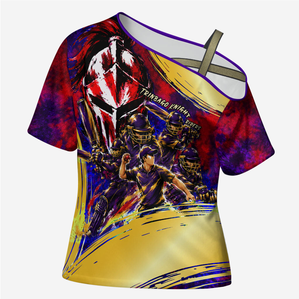 Trinbago Knight Riders Cricket Cross Shoulder Shirt Trinidad and Tobago Unleash The Knight Brush Stroke