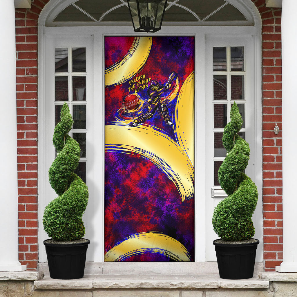 Trinbago Knight Riders Cricket Door Cover Trinidad and Tobago Unleash The Knight Brush Stroke