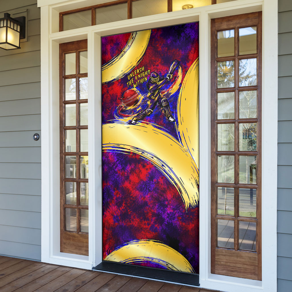 Trinbago Knight Riders Cricket Door Cover Trinidad and Tobago Unleash The Knight Brush Stroke