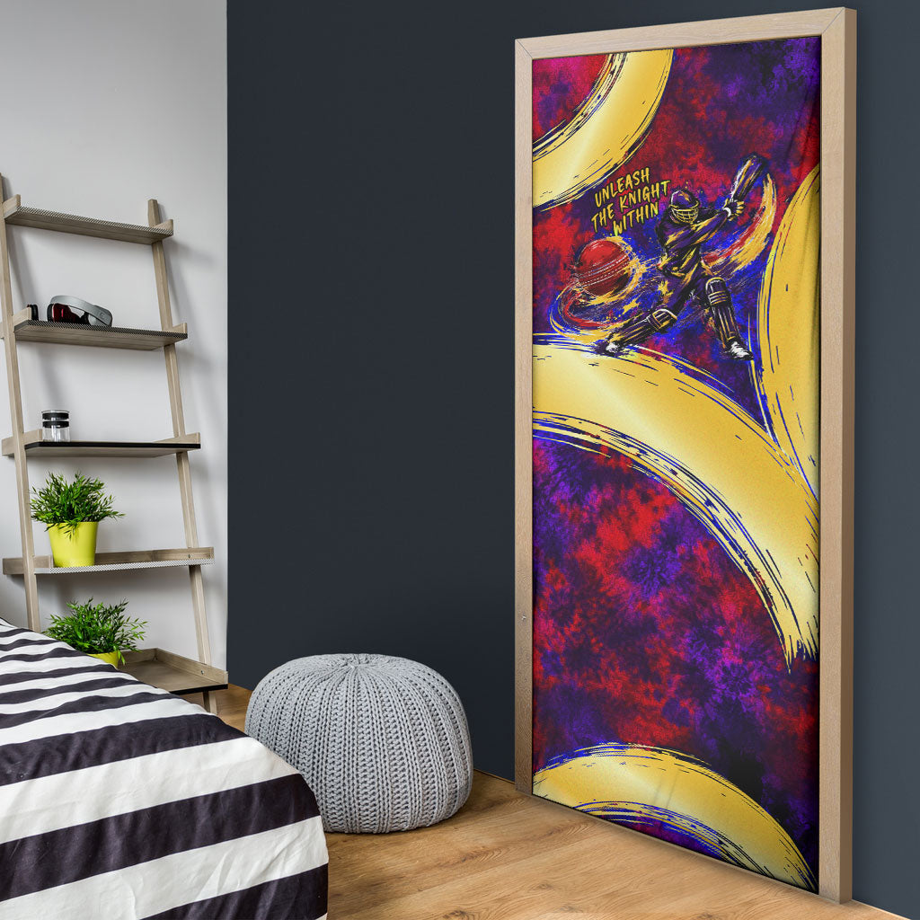 Trinbago Knight Riders Cricket Door Cover Trinidad and Tobago Unleash The Knight Brush Stroke