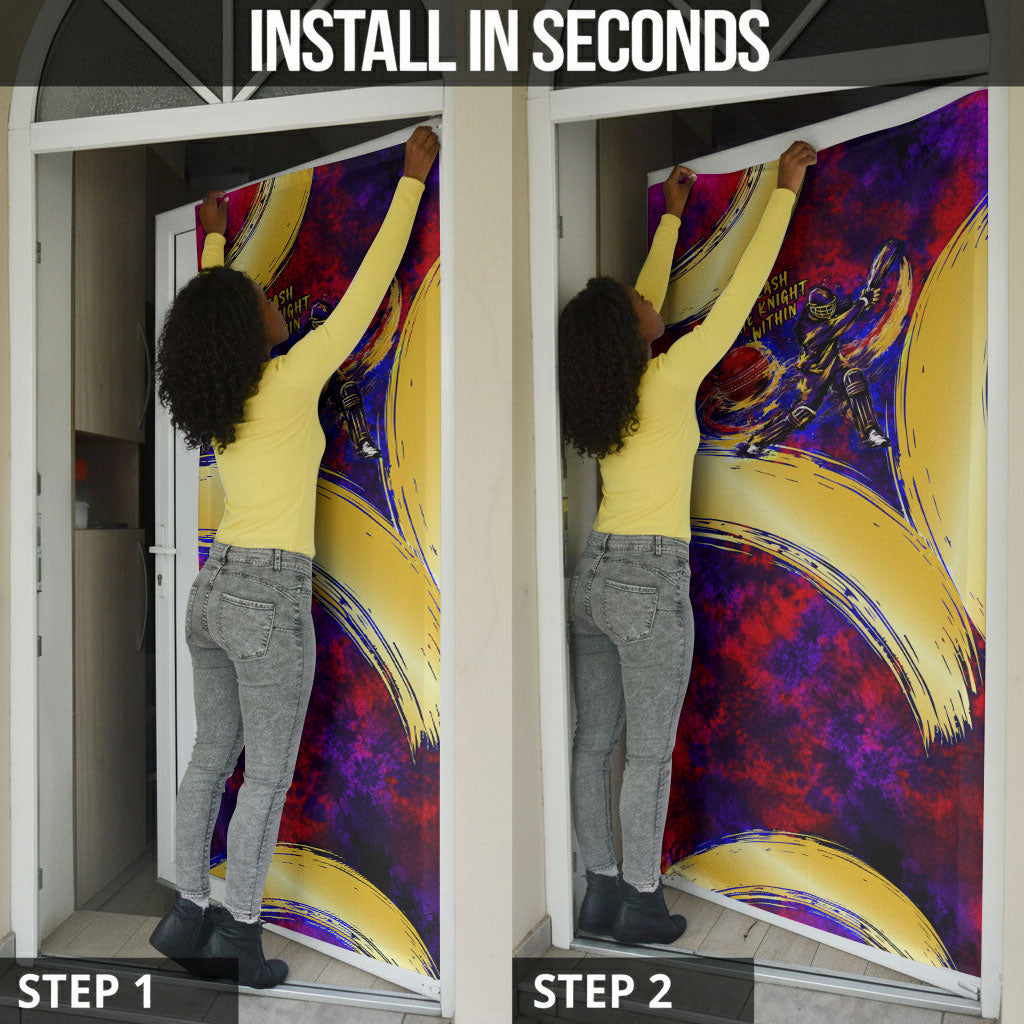 Trinbago Knight Riders Cricket Door Cover Trinidad and Tobago Unleash The Knight Brush Stroke