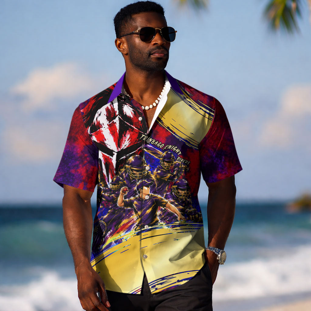 Trinbago Knight Riders Cricket Hawaiian Shirt Trinidad and Tobago Unleash The Knight Brush Stroke
