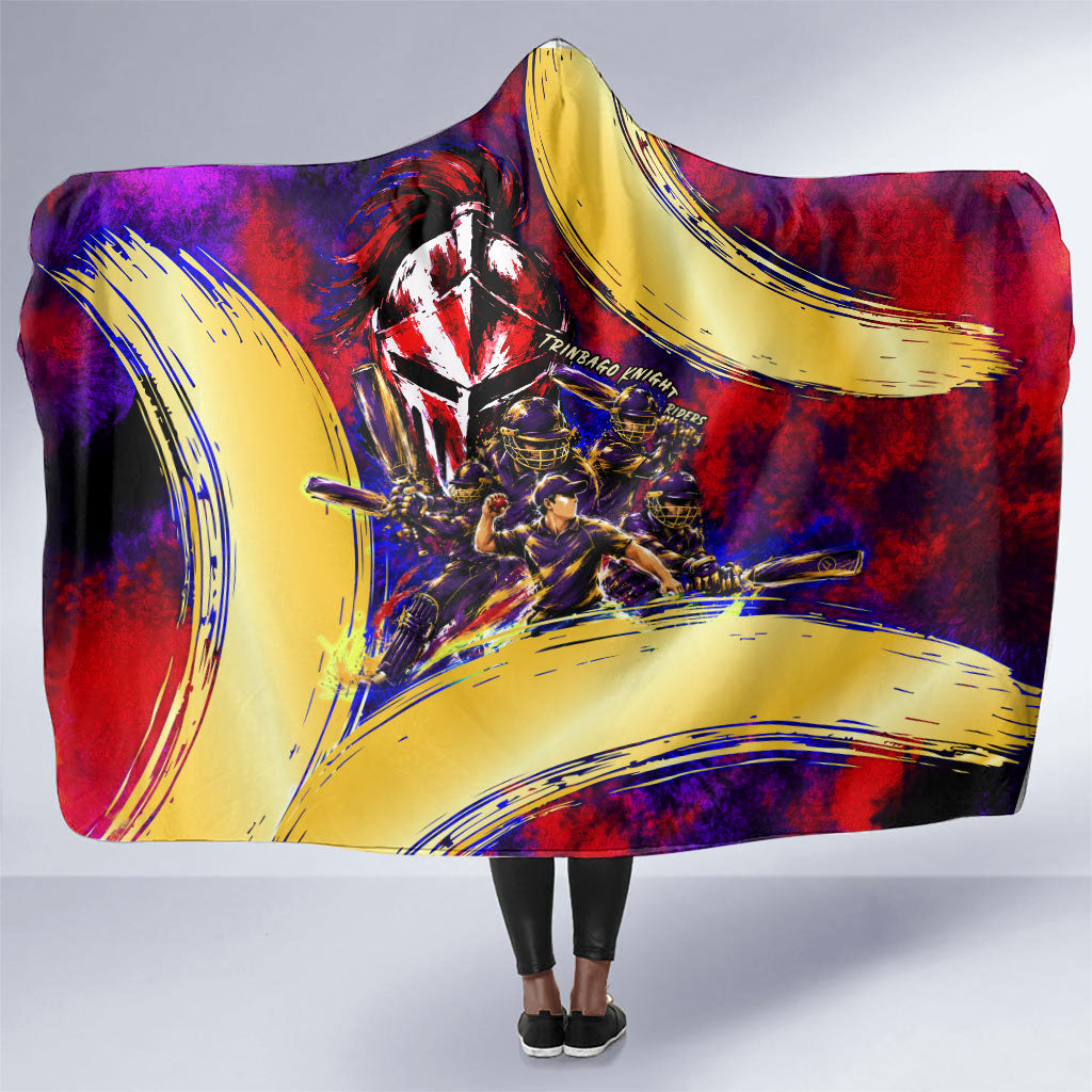 Trinbago Knight Riders Cricket Hooded Blanket Trinidad and Tobago Unleash The Knight Brush Stroke