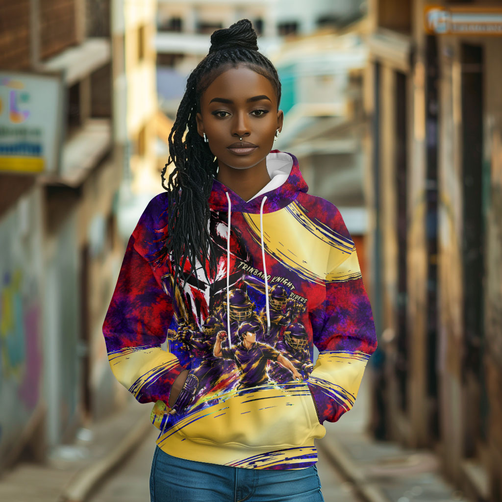 Trinbago Knight Riders Cricket Hoodie Trinidad and Tobago Unleash The Knight Brush Stroke