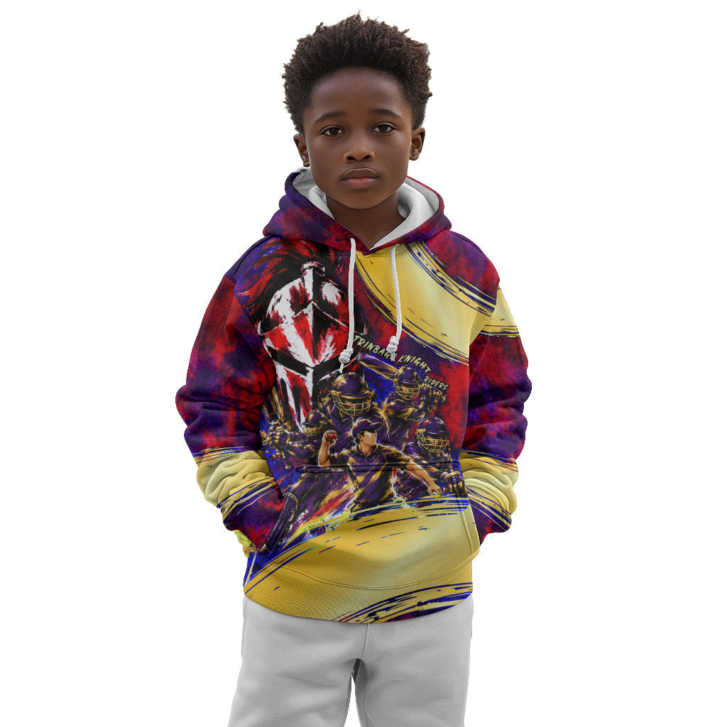 Trinbago Knight Riders Cricket Kid Hoodie Trinidad and Tobago Unleash The Knight Brush Stroke