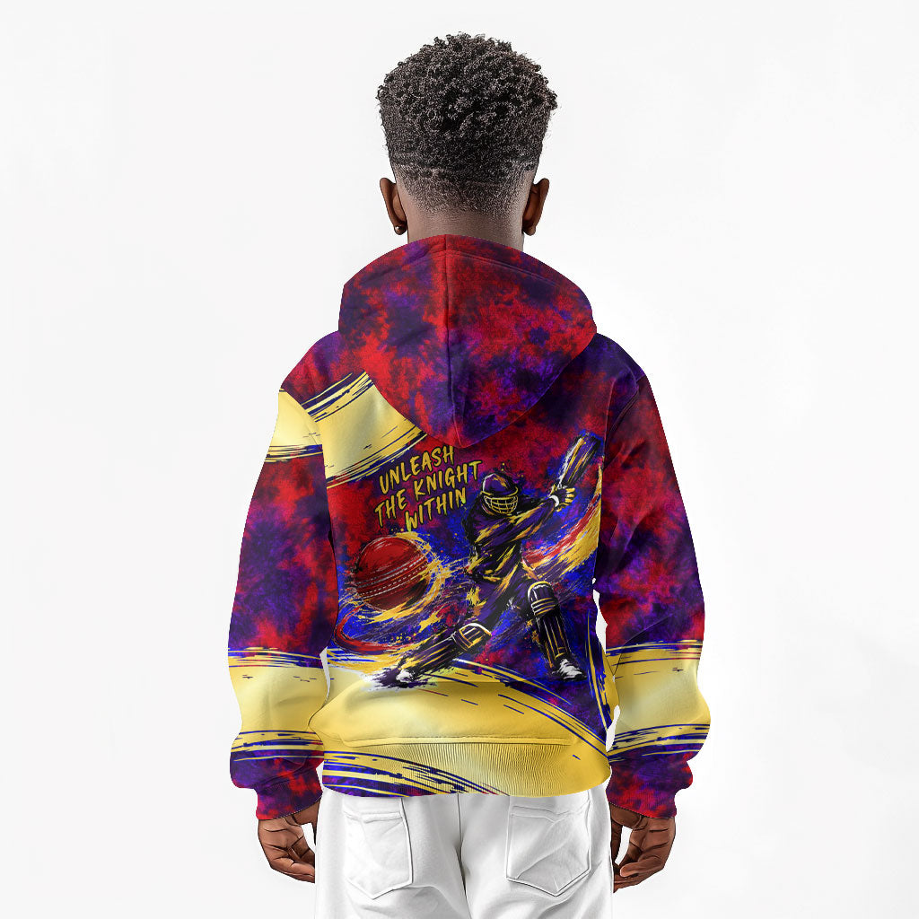 Trinbago Knight Riders Cricket Kid Hoodie Trinidad and Tobago Unleash The Knight Brush Stroke