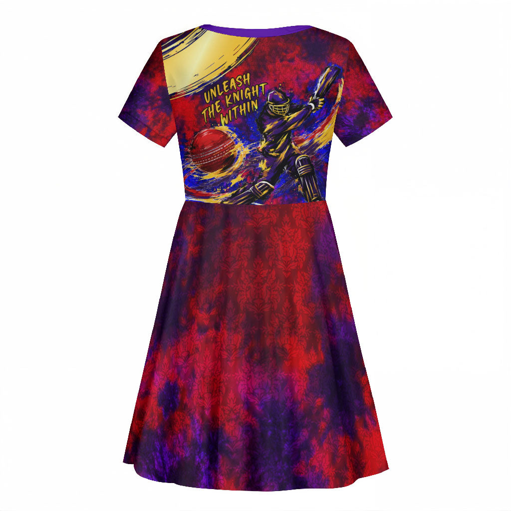 Trinbago Knight Riders Cricket Kid Short Sleeve Dress Trinidad and Tobago Unleash The Knight Brush Stroke