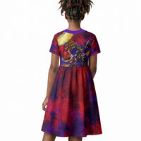 Trinbago Knight Riders Cricket Kid Short Sleeve Dress Trinidad and Tobago Unleash The Knight Brush Stroke