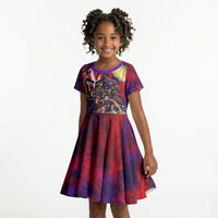 Trinbago Knight Riders Cricket Kid Short Sleeve Dress Trinidad and Tobago Unleash The Knight Brush Stroke