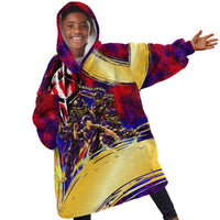 Trinbago Knight Riders Cricket Kid Wearable Blanket Hoodie Trinidad and Tobago Unleash The Knight Brush Stroke