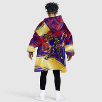 Trinbago Knight Riders Cricket Kid Wearable Blanket Hoodie Trinidad and Tobago Unleash The Knight Brush Stroke