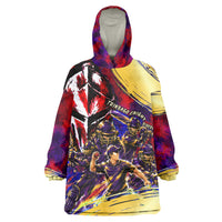 Trinbago Knight Riders Cricket Kid Wearable Blanket Hoodie Trinidad and Tobago Unleash The Knight Brush Stroke