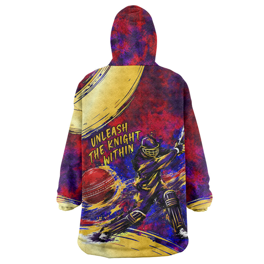 Trinbago Knight Riders Cricket Kid Wearable Blanket Hoodie Trinidad and Tobago Unleash The Knight Brush Stroke