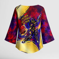 Trinbago Knight Riders Cricket Kimono Sleeve Blouse Trinidad and Tobago Unleash The Knight Brush Stroke