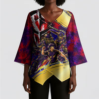 Trinbago Knight Riders Cricket Kimono Sleeve Blouse Trinidad and Tobago Unleash The Knight Brush Stroke