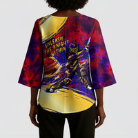 Trinbago Knight Riders Cricket Kimono Sleeve Blouse Trinidad and Tobago Unleash The Knight Brush Stroke