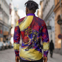 Trinbago Knight Riders Cricket Long Sleeve Button Shirt Trinidad and Tobago Unleash The Knight Brush Stroke