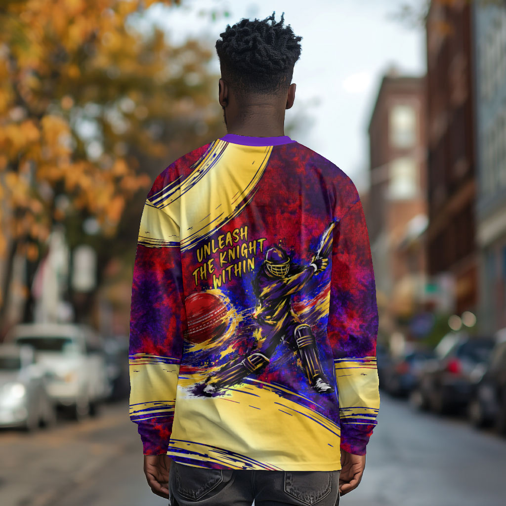 Trinbago Knight Riders Cricket Long Sleeve Shirt Trinidad and Tobago Unleash The Knight Brush Stroke
