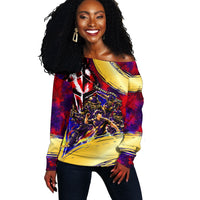 Trinbago Knight Riders Cricket Off Shoulder Sweater Trinidad and Tobago Unleash The Knight Brush Stroke