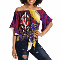 Trinbago Knight Riders Cricket Off Shoulder Wrap Waist Top Trinidad and Tobago Unleash The Knight Brush Stroke