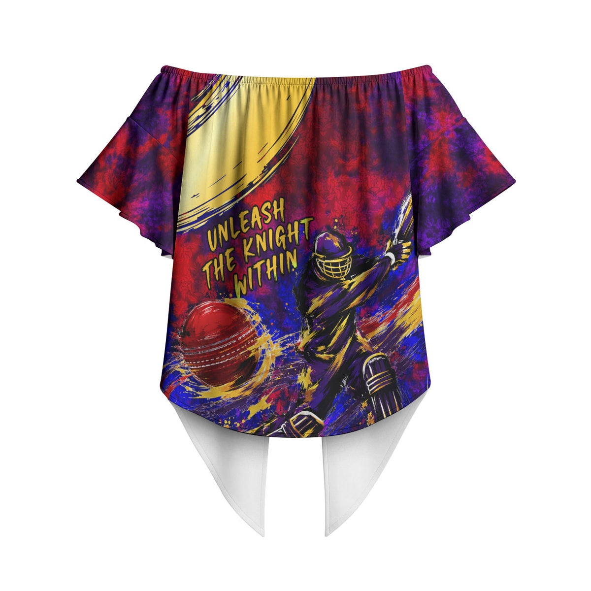 Trinbago Knight Riders Cricket Off Shoulder Wrap Waist Top Trinidad and Tobago Unleash The Knight Brush Stroke