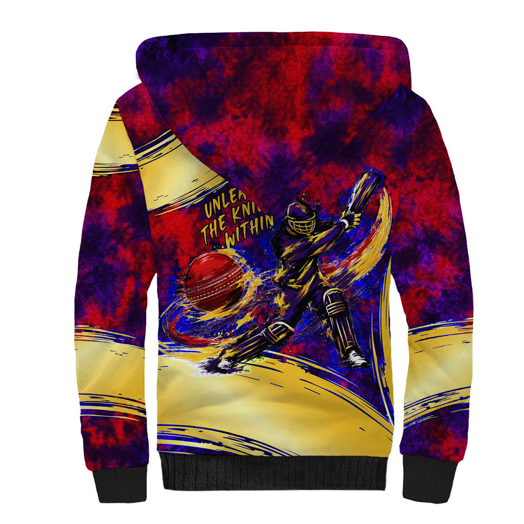 Trinbago Knight Riders Cricket Sherpa Hoodie Trinidad and Tobago Unleash The Knight Brush Stroke