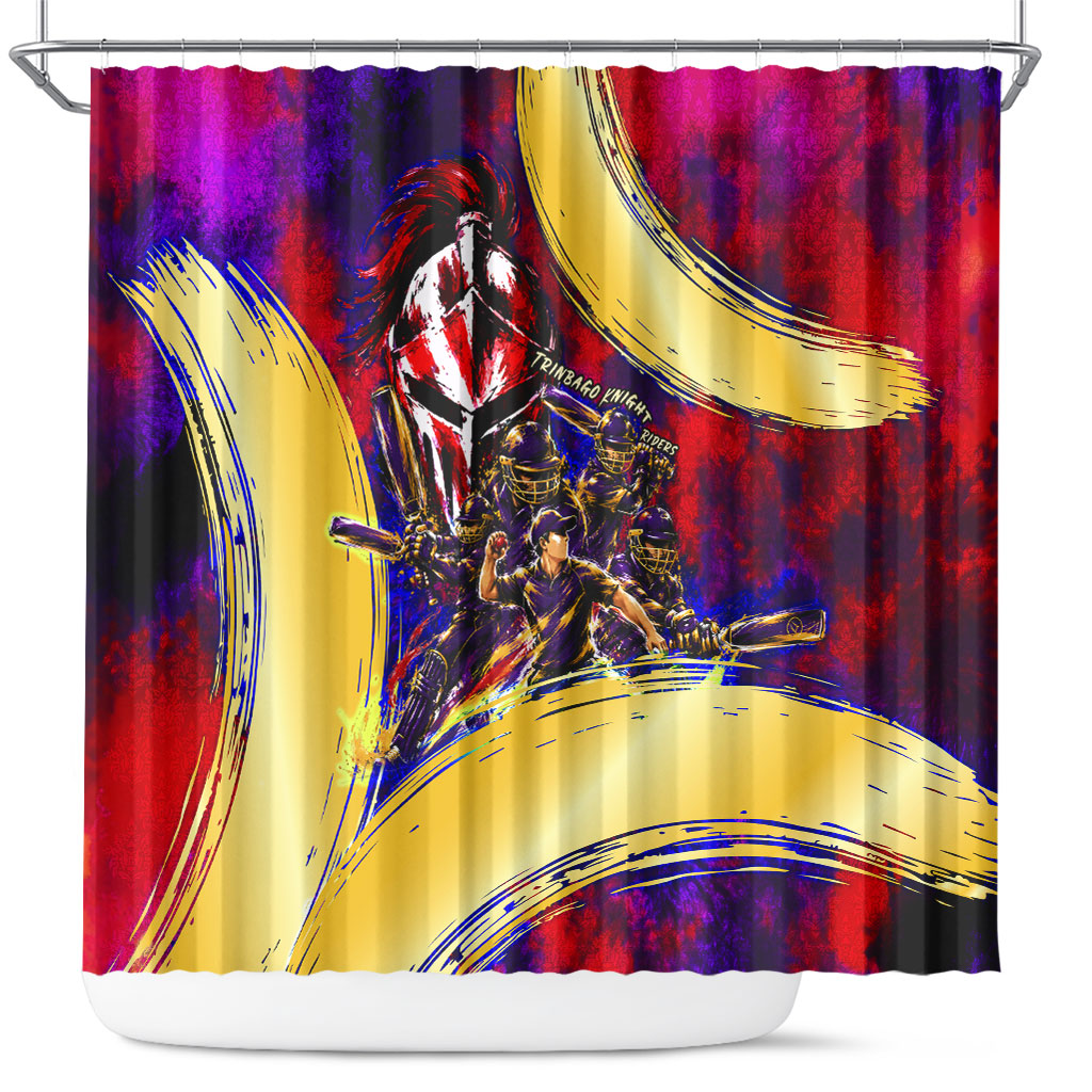 Trinbago Knight Riders Cricket Shower Curtain Trinidad and Tobago Unleash The Knight Brush Stroke