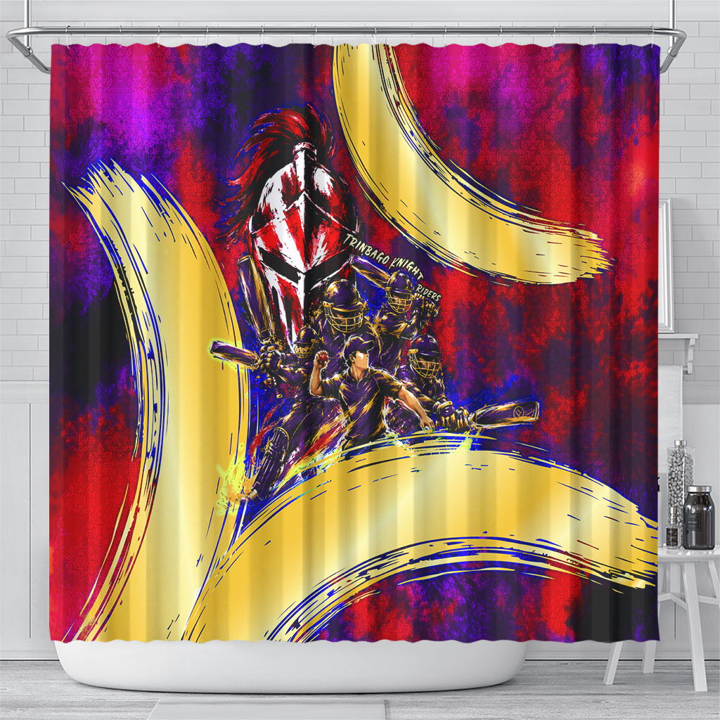 Trinbago Knight Riders Cricket Shower Curtain Trinidad and Tobago Unleash The Knight Brush Stroke