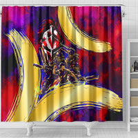 Trinbago Knight Riders Cricket Shower Curtain Trinidad and Tobago Unleash The Knight Brush Stroke