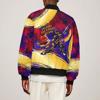 Trinbago Knight Riders Cricket Sleeve Zip Bomber Jacket Trinidad and Tobago Unleash The Knight Brush Stroke