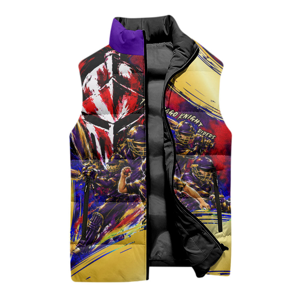 Trinbago Knight Riders Cricket Sleeveless Puffer Jacket Trinidad and Tobago Unleash The Knight Brush Stroke