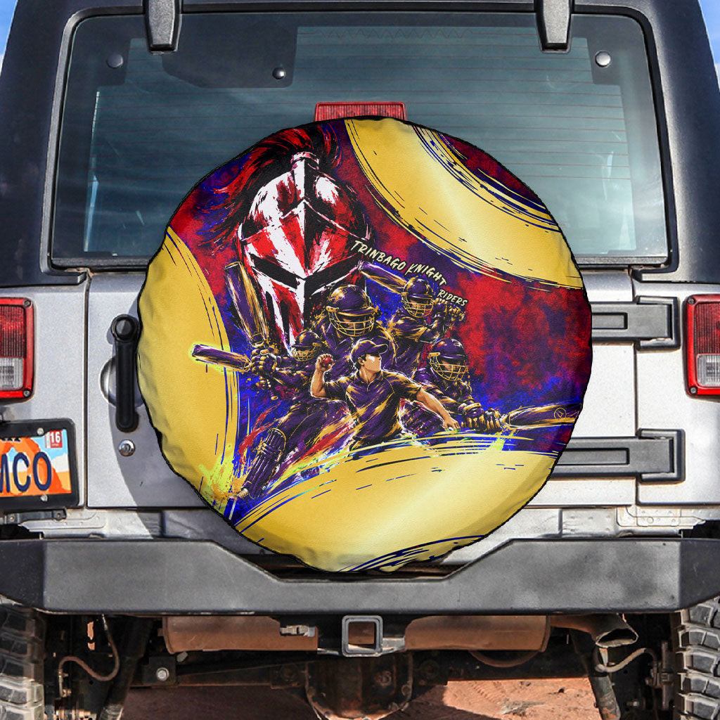 Trinbago Knight Riders Cricket Spare Tire Cover Trinidad and Tobago Unleash The Knight Brush Stroke