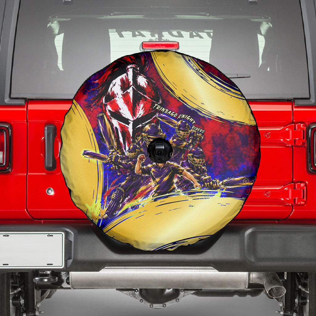 Trinbago Knight Riders Cricket Spare Tire Cover Trinidad and Tobago Unleash The Knight Brush Stroke