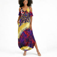 Trinbago Knight Riders Cricket Summer Maxi Dress Trinidad and Tobago Unleash The Knight Brush Stroke