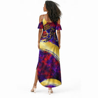 Trinbago Knight Riders Cricket Summer Maxi Dress Trinidad and Tobago Unleash The Knight Brush Stroke