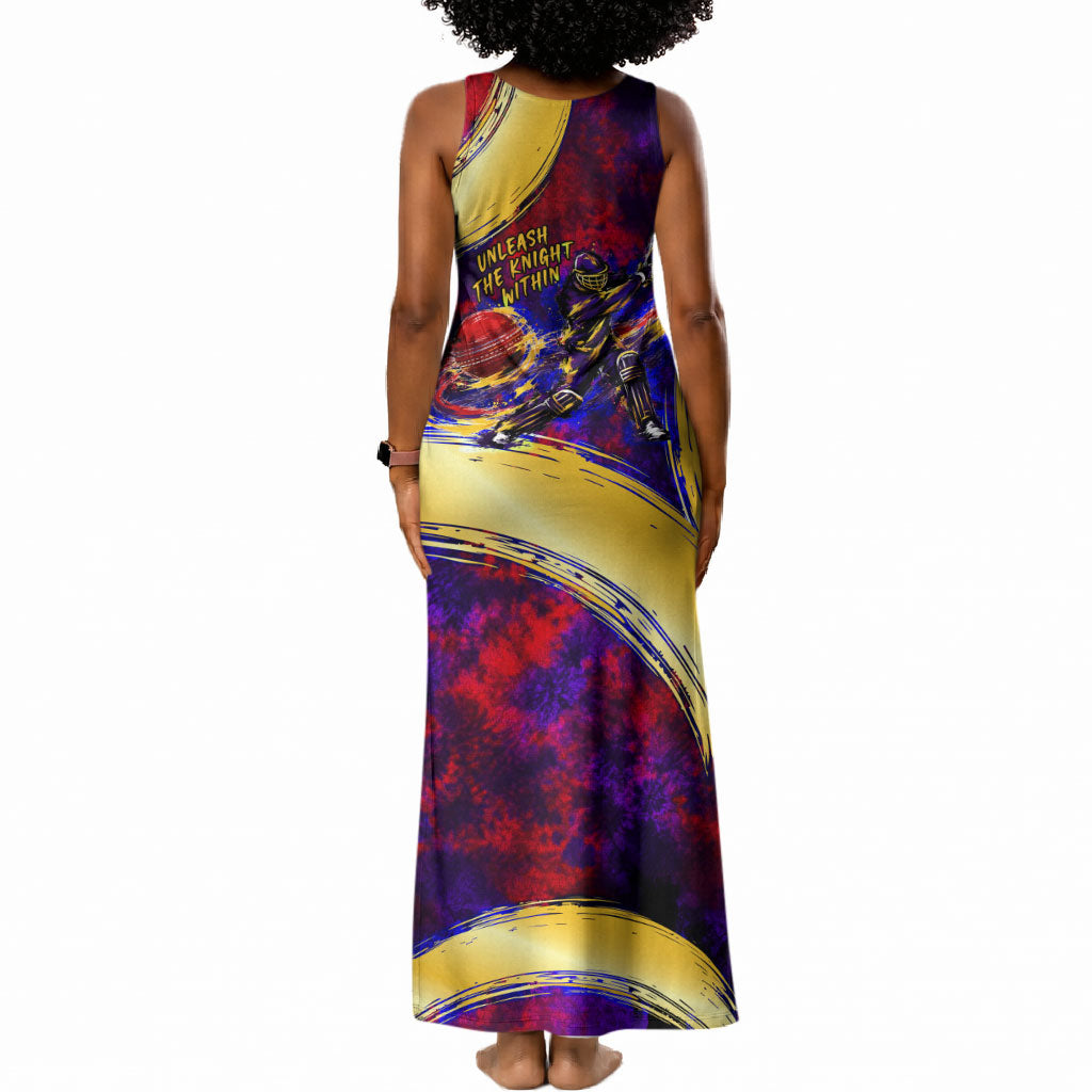 Trinbago Knight Riders Cricket Tank Maxi Dress Trinidad and Tobago Unleash The Knight Brush Stroke