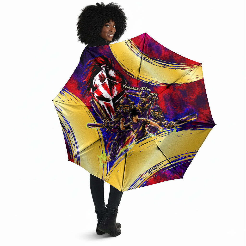 Trinbago Knight Riders Cricket Umbrella Trinidad and Tobago Unleash The Knight Brush Stroke